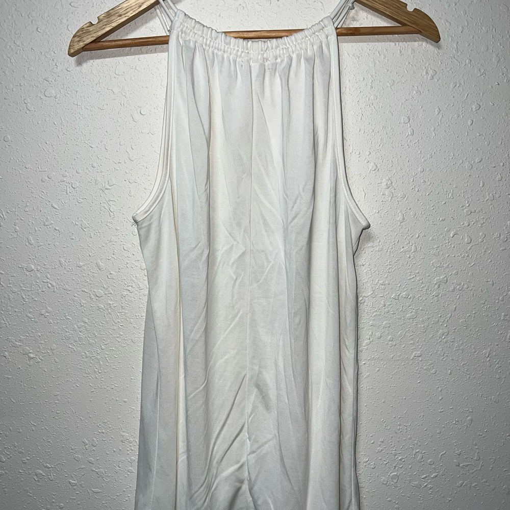 Green Envelope White Relaxed Sleeveless Tank Top‎